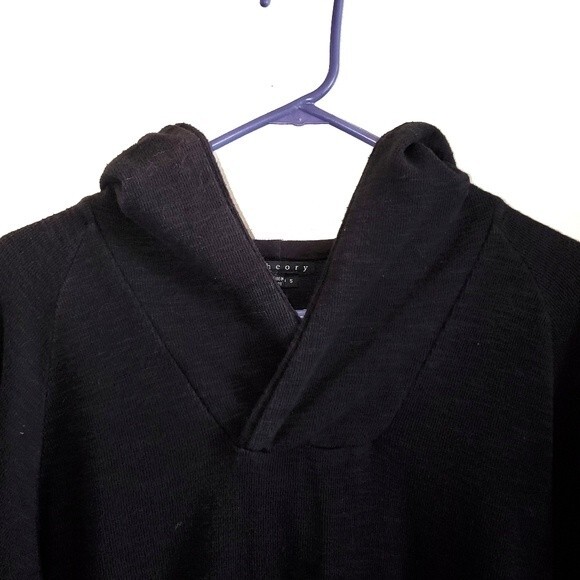 Theory French Terry Charcoal Gray Pullover Hood Sweatshirt S - Picture 3 of 7
